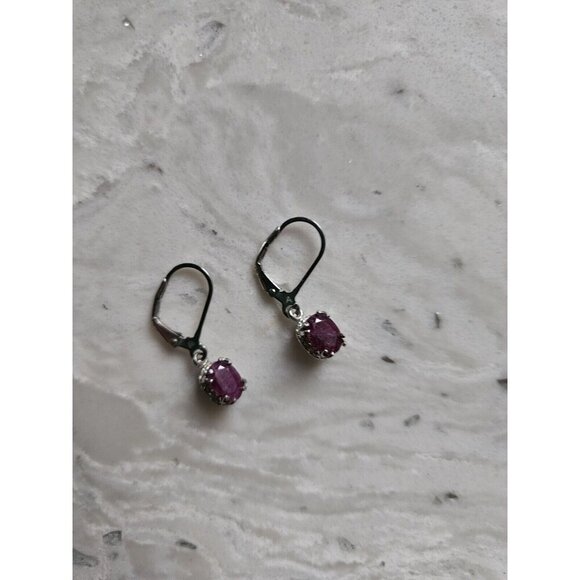 5.00ctw Ruby, Sapphire, And Emerald Silver Earrings Set Of 3 - Picture 11 of 12